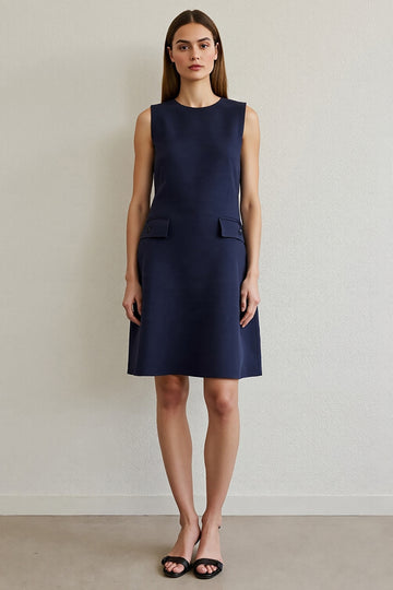 Sheath Navy Midi Work Dress